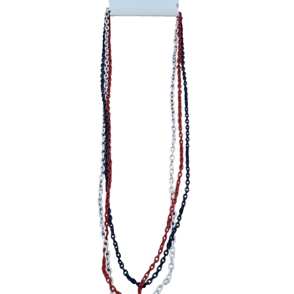 Red White & Blue Chain Necklace Patriotic 4th of July - Picture 1 of 1